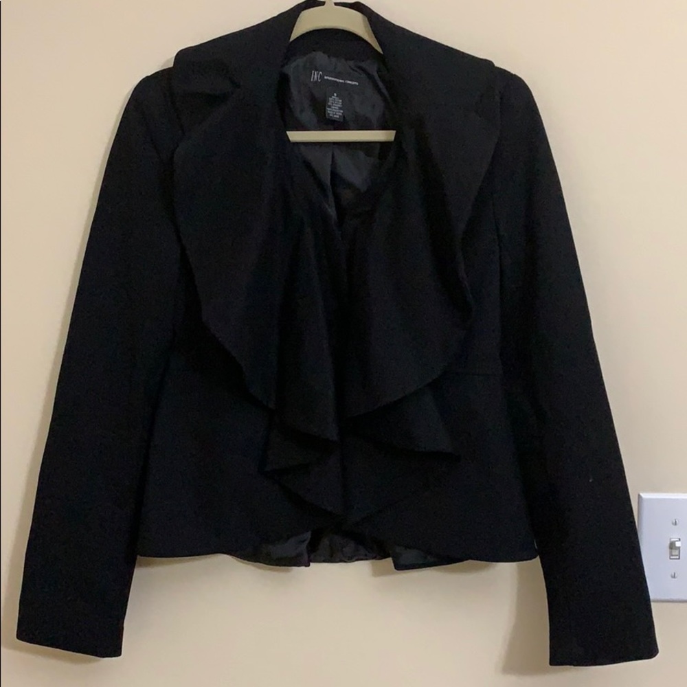 INC Ruffled Black Blazer